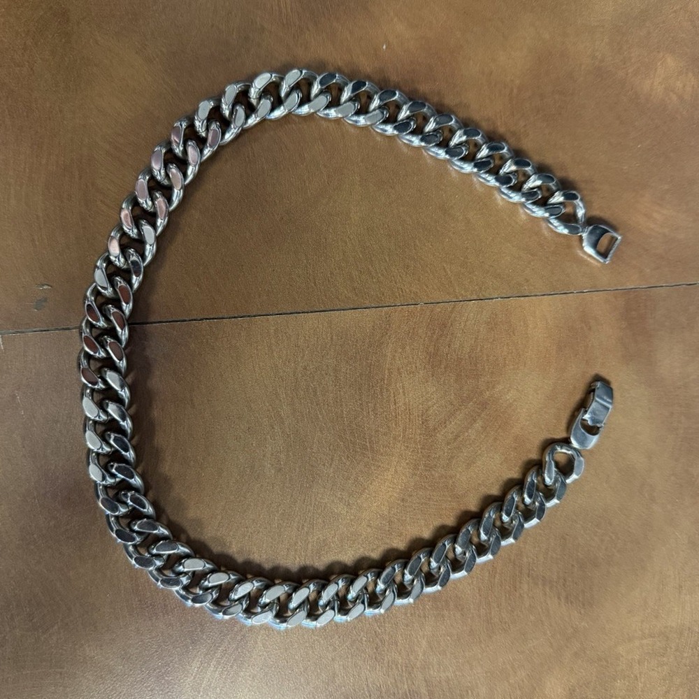 Sperry Silver Tone Curb Link Chain Necklace Choker 15.5 in